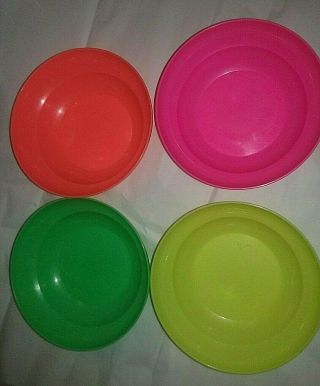 4 Vintage Tupperware Cereal Bowls Neon Colors 155 Good No Seals 155