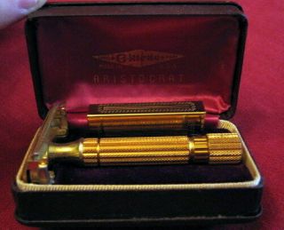 Vintage Gold Plated Gillette Aristocrat Safety Razor With Box