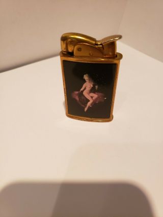 Vintage Evans Nude Woman Gold Tone And Black Collectible Cigarette Lighter