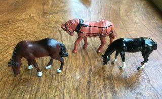 3 Vintage/antique Metal Cast Iron Miniature Horse Figurine