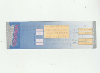 Rare Vintage Metallica Feb 26 1989 Charlotte Nc Concert Ticket