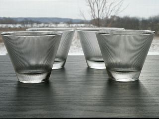 Set Of 4 Vintage Mid Century Modern Federal Glass Norse Micro Rib Punch Cups