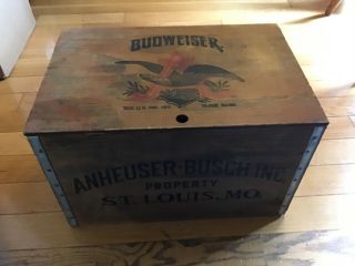 Vintage Anheuser Busch Budweiser Beer Wooden Crate W/ Checkers Board