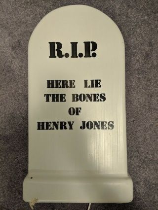 Rip Here Lie The Bones Of Henry Jones Vintage Halloween Grave Yard Tombstone 90s