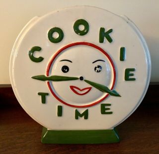 Vintage Possible Abingdon Pottery - Cookie Time Clock Cookie Jar Usa,  No Lid