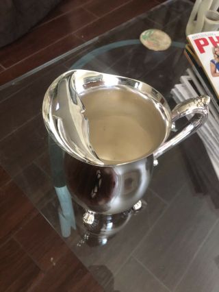 Vintage Silver Plate Silver - Plated Footed Water Pitcher With Ice Lip 8.  5”