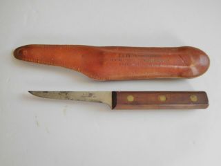 Vintage 1940/50s L L Bean Trout Camp Knife W/ Leather Sheath Case Pocket Knife