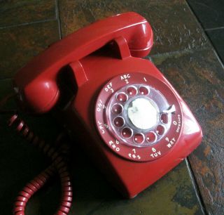 Vintage Retro At&t Rotary Dial Red Telephone 500dm Exc.  Cond.
