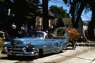 Vintage Kodachrome Red Border Slide 1950s Parade Cadillac Mattatuck Drum Band