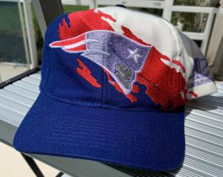 Vintage 90s England Patriots Logo Athletic Splash Snapback Baseball Hat