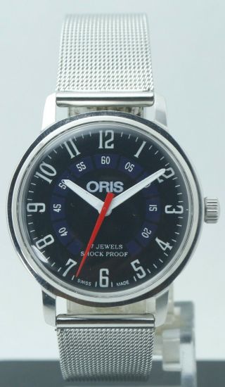 Vintage Oris Fhf St - 96 17 Jewels Black Dial Hand Winding Luxury Watch