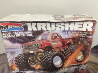 Monogram Krusher Monster Truck (1984) Rare Large 1/24 Vintage Model Kit