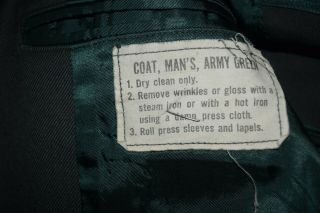 Vintage World War II Army Green Military Uniform Jacket Men ' s Size 46 L Long 8