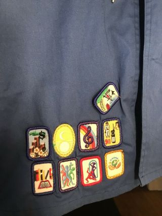 Vintage 90s Girl Scout Dark Blue Vest Badges Pins 70 Patches 12 Pins 4
