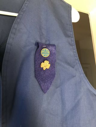 Vintage 90s Girl Scout Dark Blue Vest Badges Pins 70 Patches 12 Pins 6