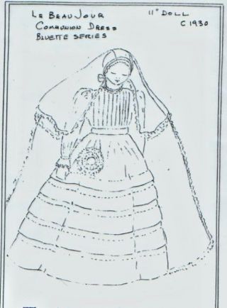 11 " Antique French Bebe Bleuette Doll@1930 Communion/wedding Dress Veil Pattern