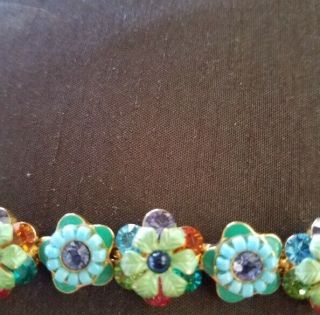 Vintage Joan Rivers Multi Colored Rainbow Crystal Flower Rhinestone Bracelet