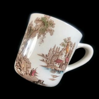 Vtg The Old Mill Johnson Bros Brown Tone Scenery Coffee Tea Mug Cup Collectible