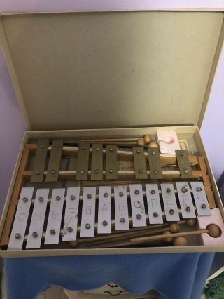 Vintage 20 Key Bell Harmony Xylophone W/mallets