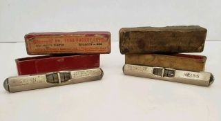 Vintage Pair L.  S.  Starrett Co.  135a 2.  5 " Machinist Pocket Level Box