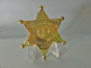 Vintage Winnebago Co County Il Junior Deputy Sheriff Police Pin Back Badge