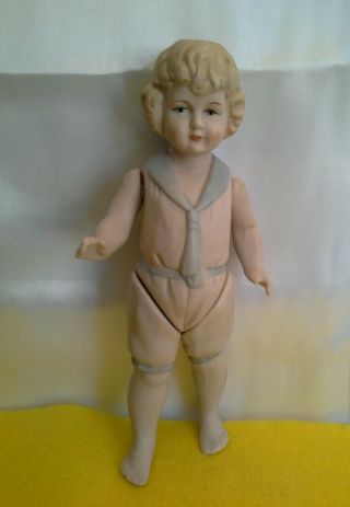 Antique German? Japan? All Bisque Girl Doll Dollhouse 6 1/2 " Jointed Arms Legs