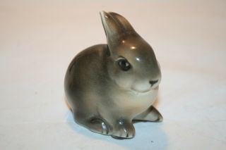 Vintage Brown Bunny Rabbit Figurine Austria Porcelain Ceramic Euc