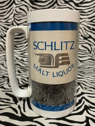Schlitz Malt Liquor Drinking Cup Mug W/ Handle Vintage 1980 