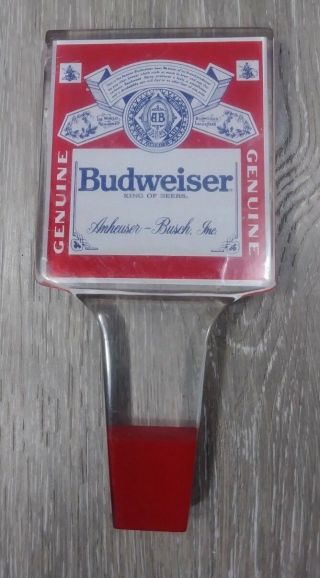 Vintage Budweiser Red White Anheuser Busch Beer Tap Handle Cave Draft