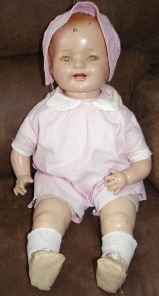 Vintage Composition Creepy Scary Doll 18 "