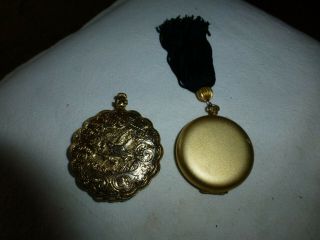Two Vintage Compacts - Lancome And Estee Lauder - Both Look Like Pocket Watches