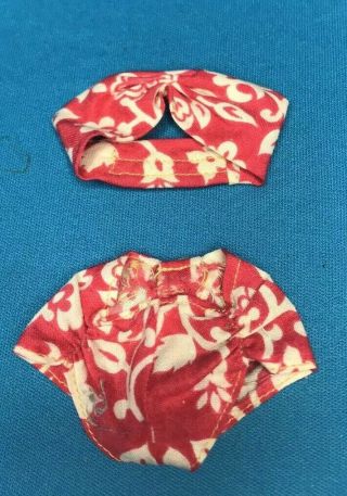 Vintage Barbie Doll In Hawaii Red And White Floral Bikini Swimsuit