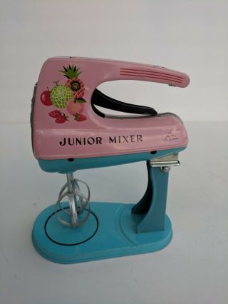 Vintage Litho Pink Blue Tin Waring Junior Mixer Kids Toy