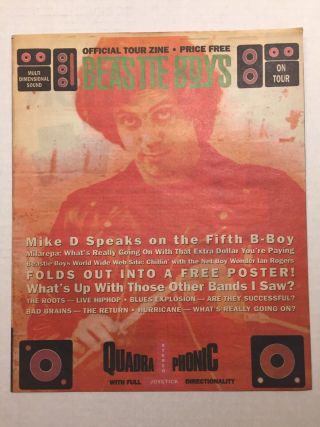 Vintage 1990s Beastie Boys Official Tour Zine 1995 Poster Quadraphonic Hip Hop