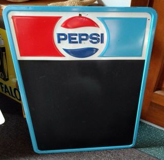 Vintage Pepsi - Cola Embossed Metal Menu Board Sign.  One