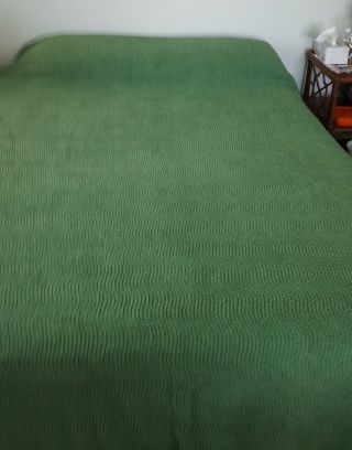 Vintage Dark Green Chenille Bed Spread 86 X 100