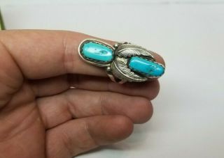 Vintage Native American Navajo Sterling Silver Turquoise Ring Old Pawn s9.  5 4