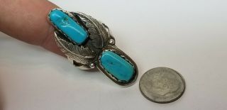 Vintage Native American Navajo Sterling Silver Turquoise Ring Old Pawn s9.  5 5
