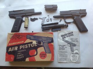 Vintage Marksman Air Pistol Parts Including Box And Instructions