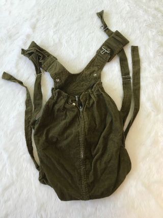 Vintage Snugli Baby Carrier Green Corduroy Missing One Clasp
