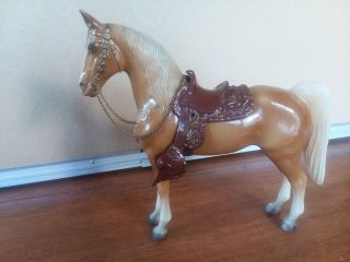 Vintage Molded Plastic Horse And Saddle