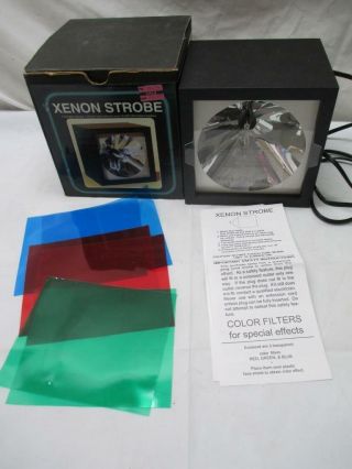 Vintage Xenon Strobe Rock Video Series With Color Filters Adjustable Speed Euc
