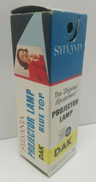 Vtg Sylvania Dak 500w 125v 25 Hrs Blue Top Slide Projector Bulb Lamp W/ Box