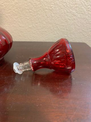 Vintage Ruby Red Jim Beam Genie Bottle Glass Decanter 4