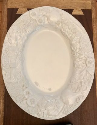 Vintage White Ceramic Large Serving Platter Made In Italy
