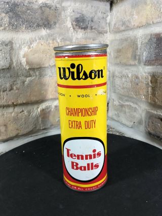 VINTAGE WILSON CHAMPIONSHIP DACRON WOOL TENNIS BALLS (2) METAL CAN 2