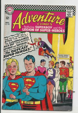 Vintage Dc Comic Book Silver Age 1966 Adventure Comics 350 Superboy Mid Grade,