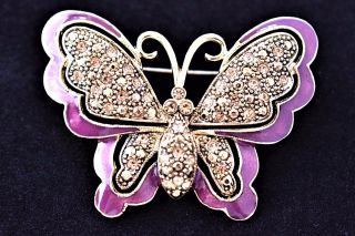 Butterfly Mariposa Rhinestone Pin Brooch Vintage Enamel Costume Estate Jewelry
