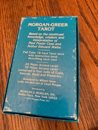 Vintage 1979 MORGAN GREER 78 Tarot Card Deck W/ Instruction Book Box 7