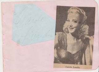 Carole Landis Autographed Signed 1940 